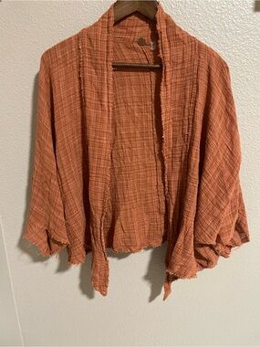 FP One Lightweight Open-Front Women's Cardigan in Rust Orange